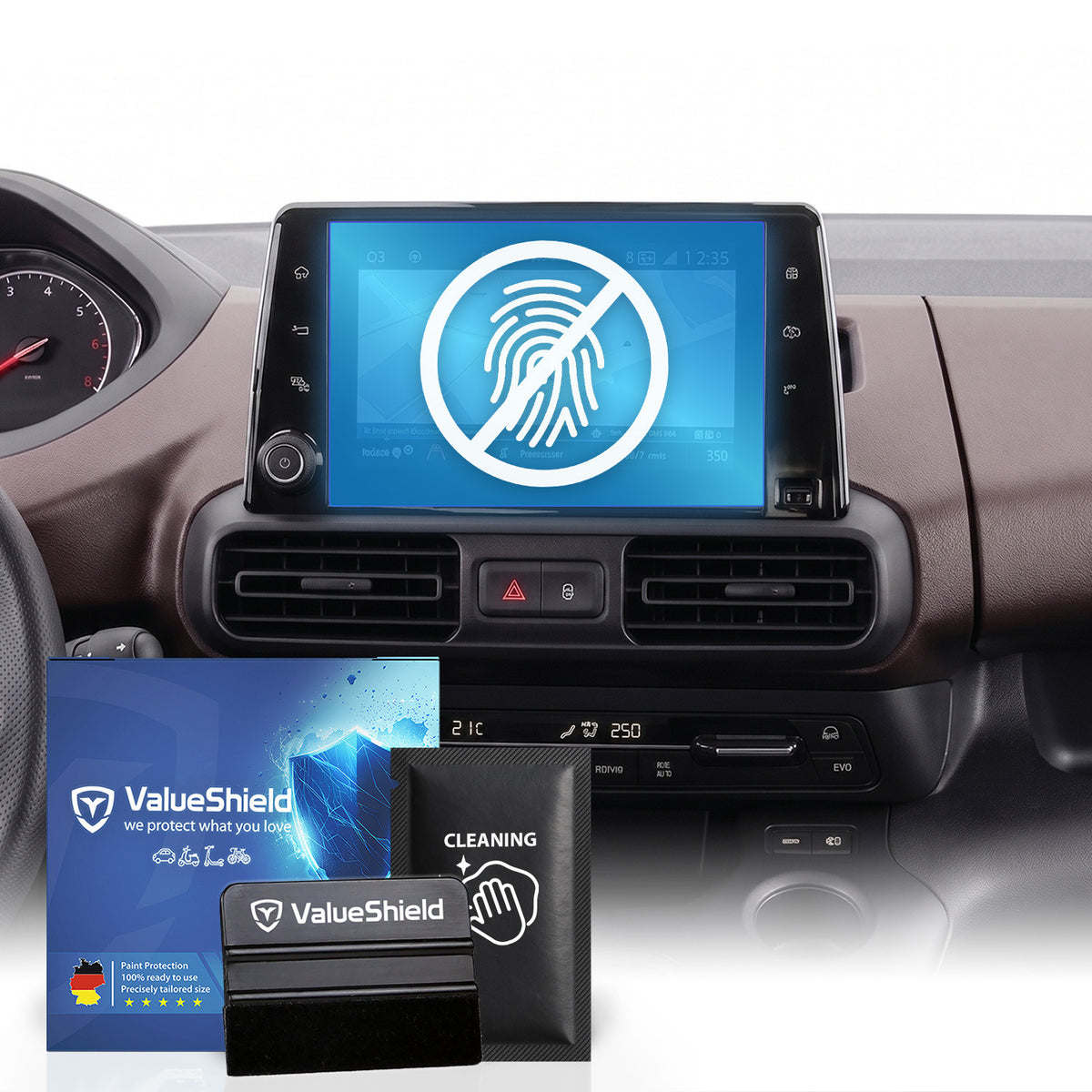 Anti-Fingerprint Displayschutzfolie passend für Peugeot Rifter 2018-2027 (5-Türer MiniVan)