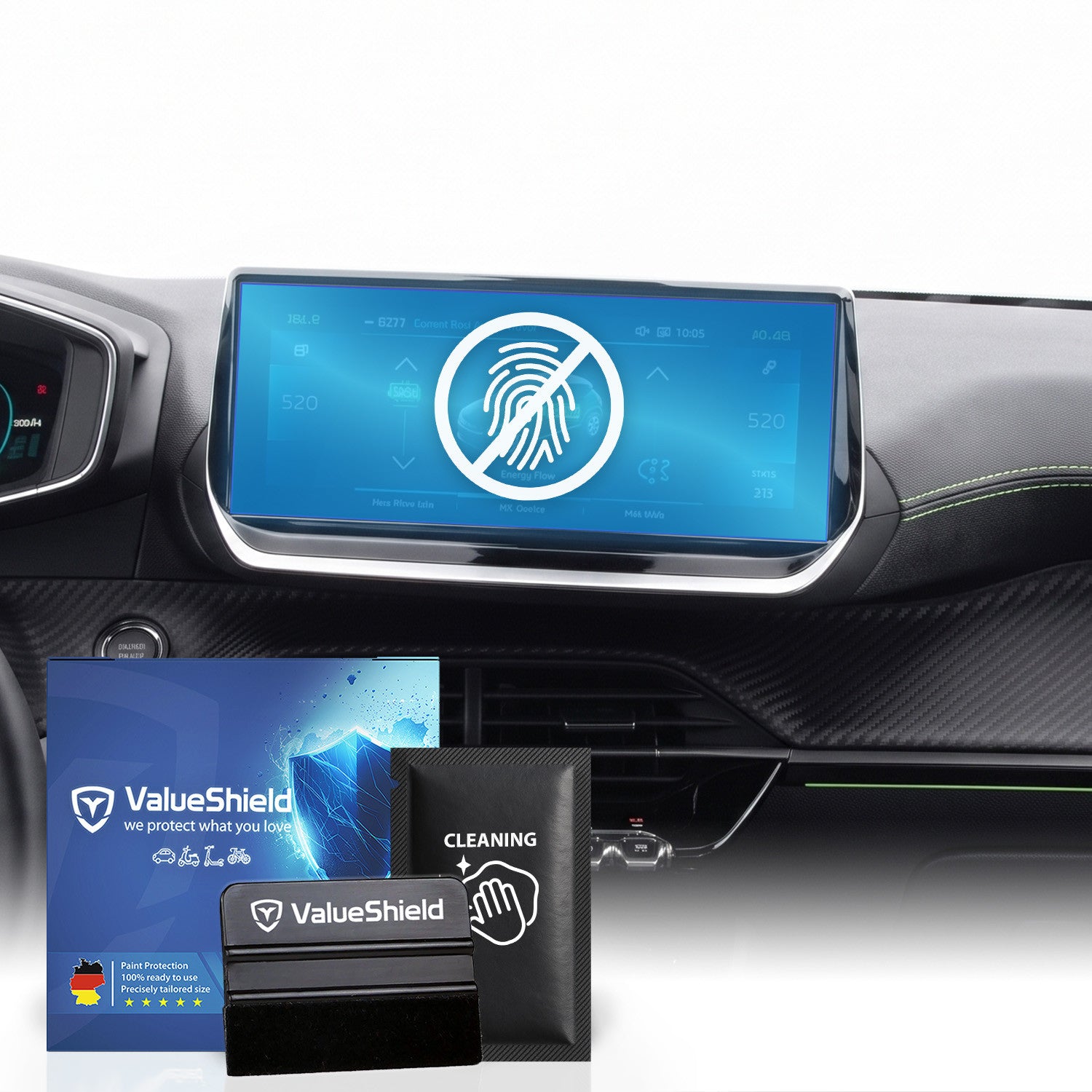 Anti-Fingerprint Displayschutzfolie passend für Peugeot 208 II / E-208 2019-2027 (4-Türer Kompakt)