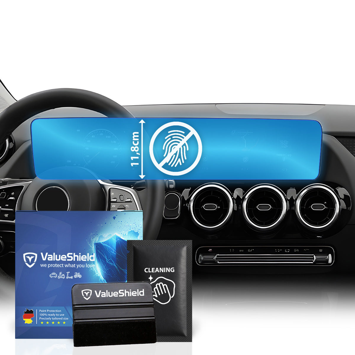Anti-Fingerprint Displayschutzfolie passend für Mercedes A-Klasse V177 2018-2026 (5-Türer Limousine)