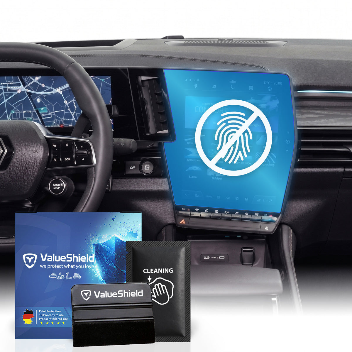 Anti-Fingerprint Displayschutzfolie passend für Renault Rafale 2025-2030 (5-Türer SUV)