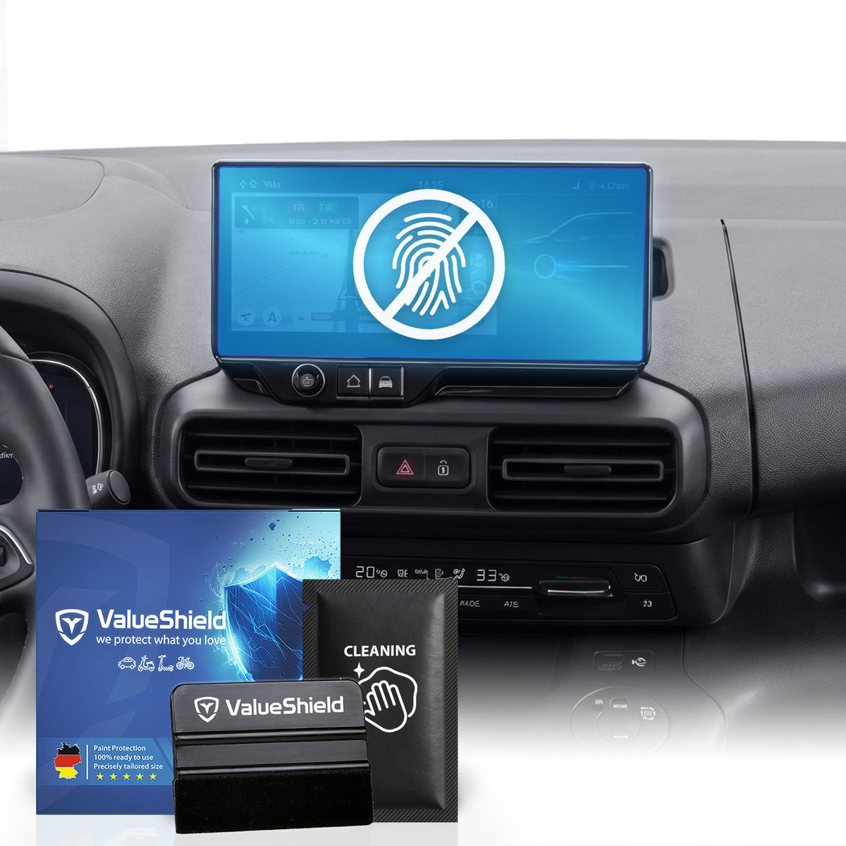 Anti-Fingerprint Displayschutzfolie passend für Toyota Proace City 2020-2027 (5-Türer Van)
