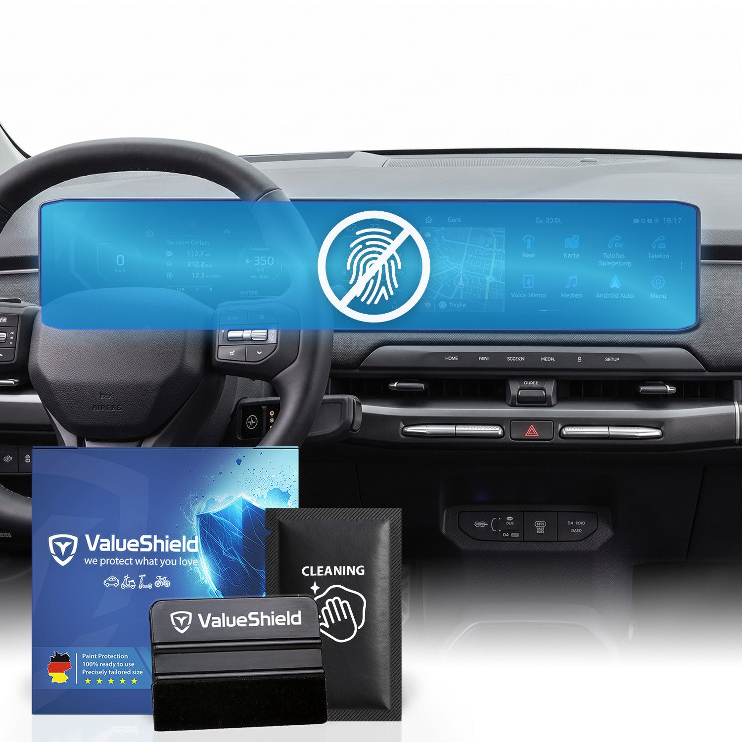 Anti-Fingerprint Displayschutzfolie passend für Kia Sorento 4 Facelift (MQ4) 2024-2027 (5-Türer SUV)