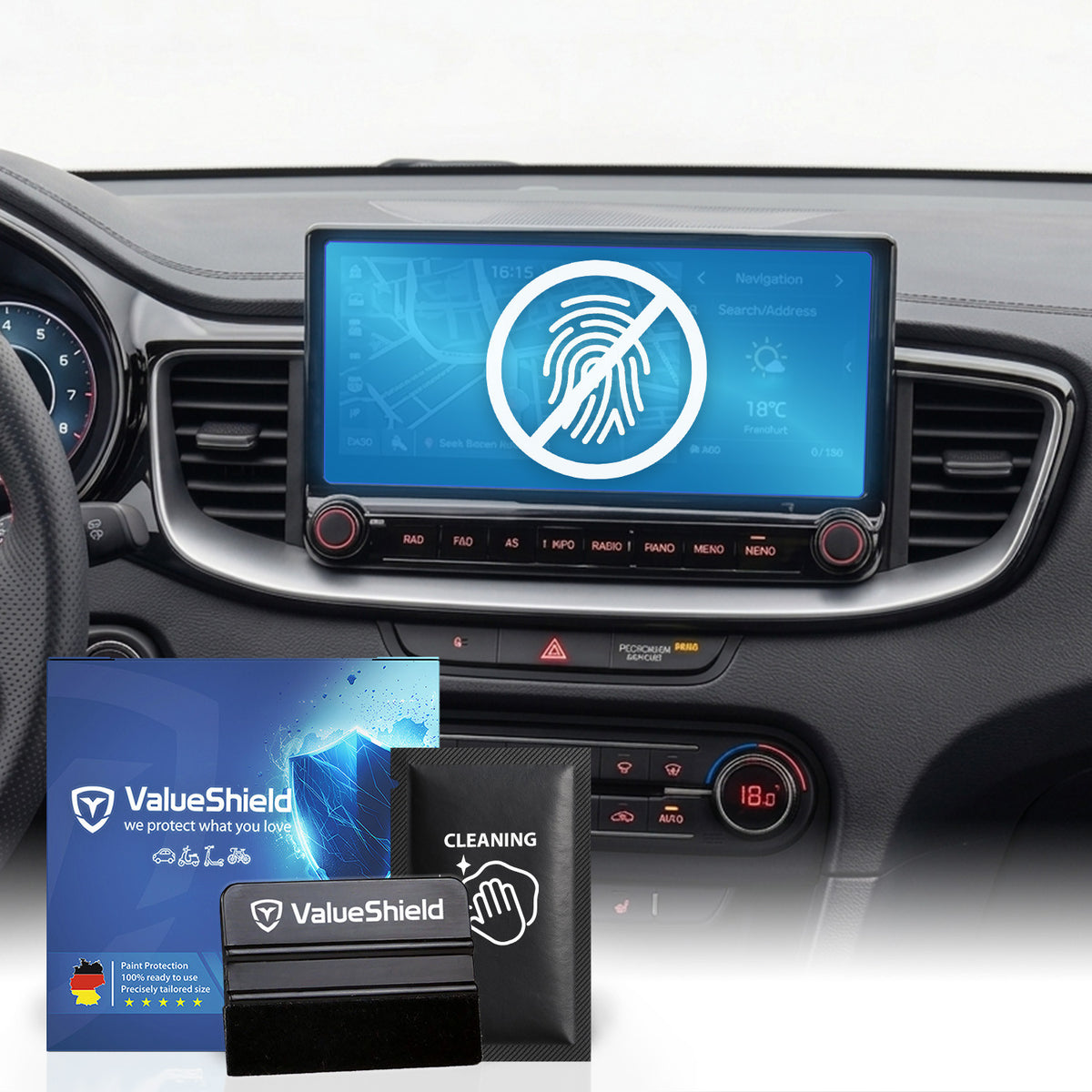 Anti-Fingerprint Displayschutzfolie passend für Kia Ceed 3 (CD) 2018-2025 (2/4-Türer Kompakt)