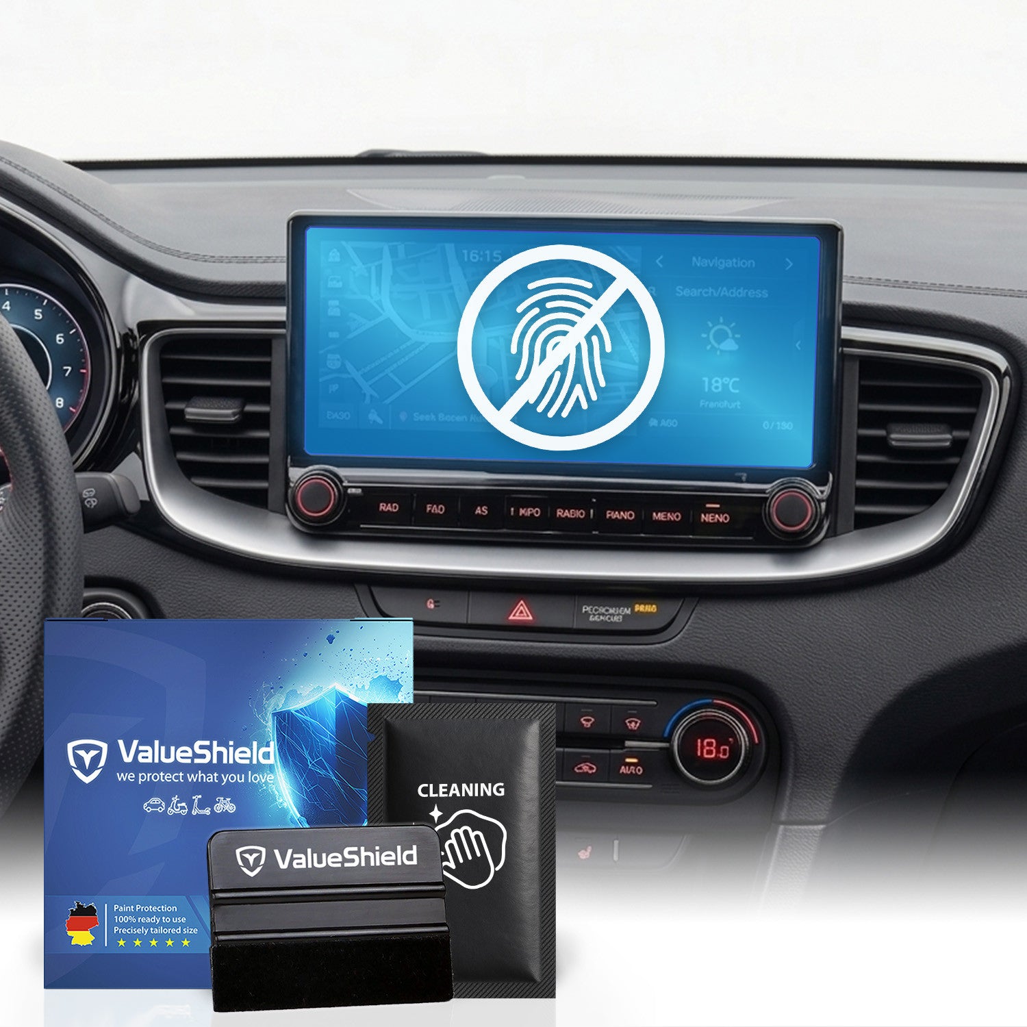 Anti-Fingerprint Displayschutzfolie passend für Kia XCeed 3 (CD) 2019-2025 (4-Türer Kompakt)