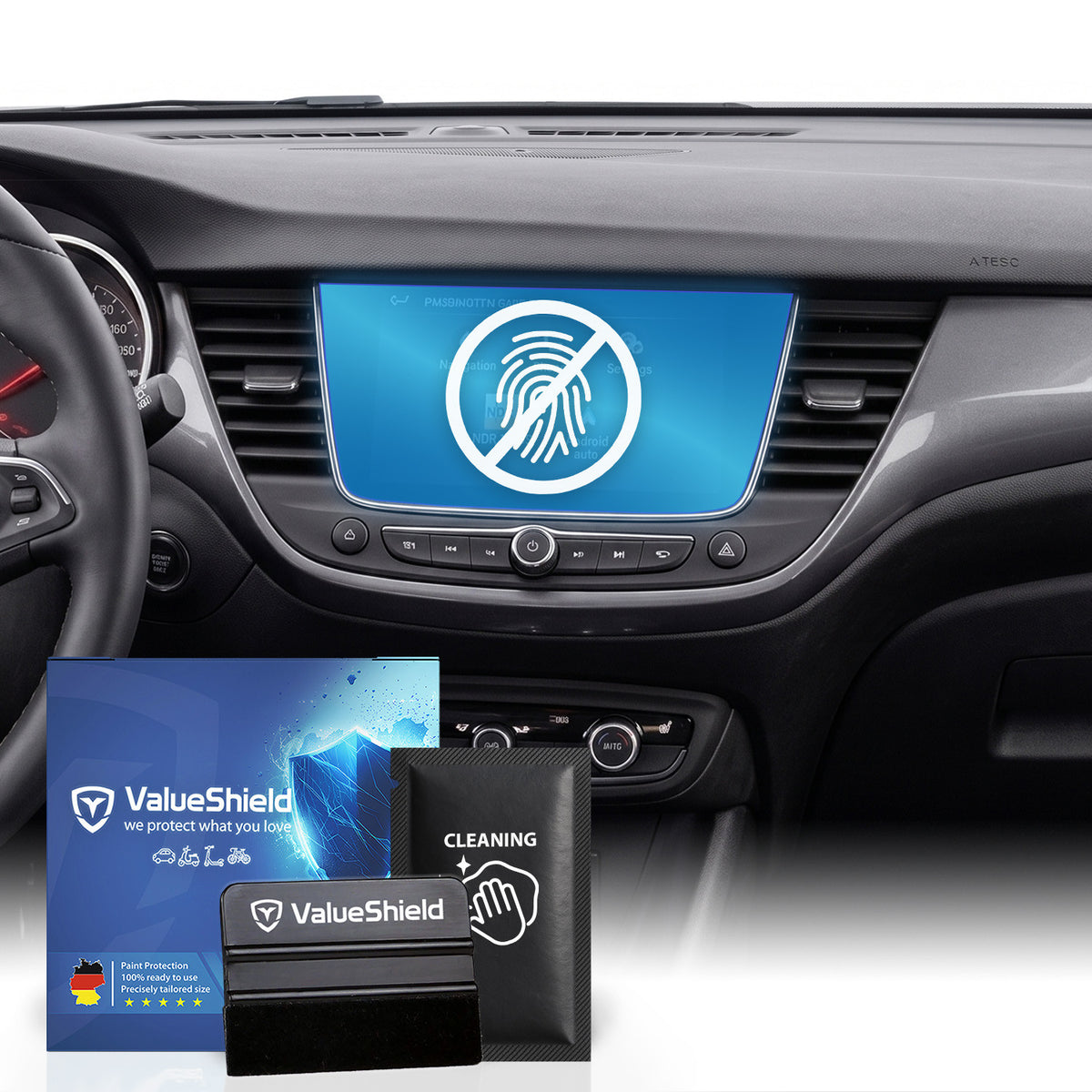 Anti-Fingerprint Displayschutzfolie passend für Opel Crossland X 2017-2024 (5-Türer SUV)