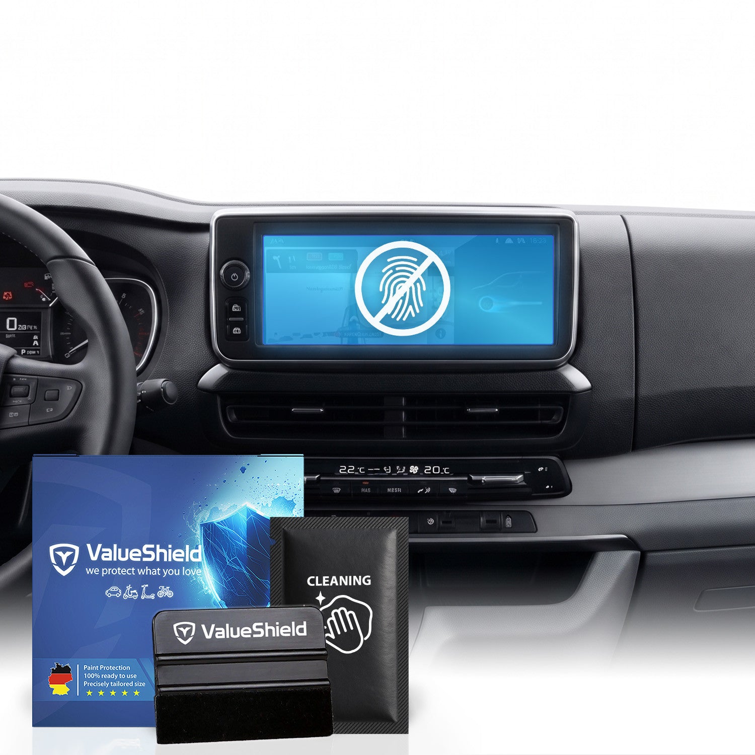 Anti-Fingerprint Displayschutzfolie passend für Citroen Jumpy 2016-2028 (3-Türer Transporter)