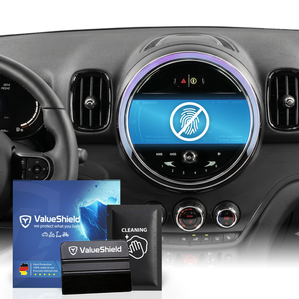 Anti-Fingerprint Displayschutzfolie passend für Mini Cooper F56 2014-2024 (3-Türer Kompakt & Cabrio)