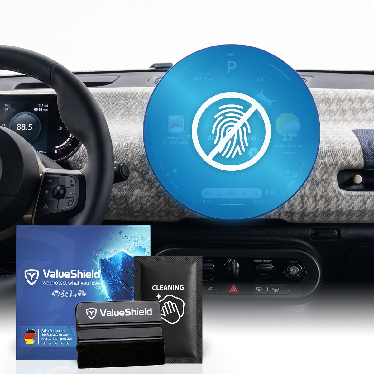 Anti-Fingerprint Displayschutzfolie passend für Mini Countryman U25 2023-2029 (5-Türer Kompakt-SUV)
