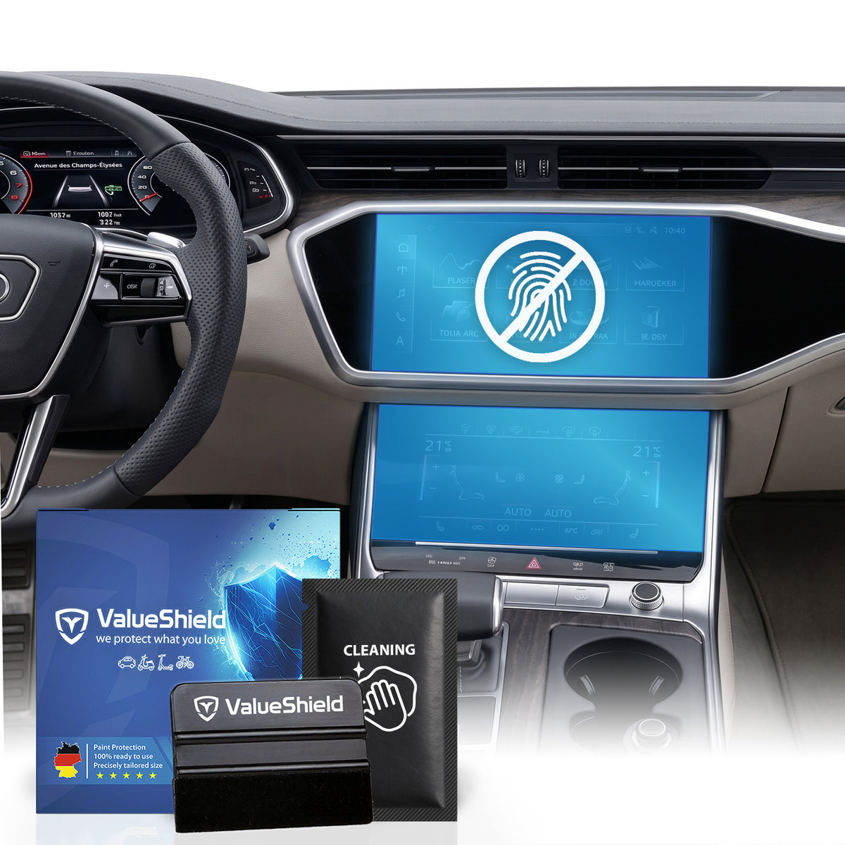 Anti-Fingerprint Displayschutzfolie passend für Audi Q8 & SQ8 FM 2018-2027 (5-Türer SUV)
