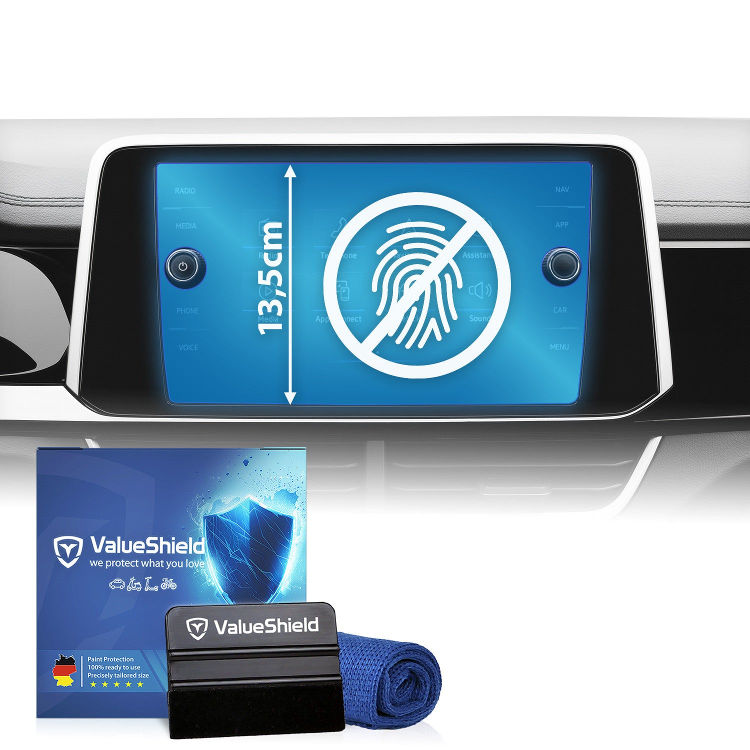 Anti-Fingerprint Displayschutzfolie passend für VW Golf 7 VII 2012-2021 (3-Türer Kompakt)