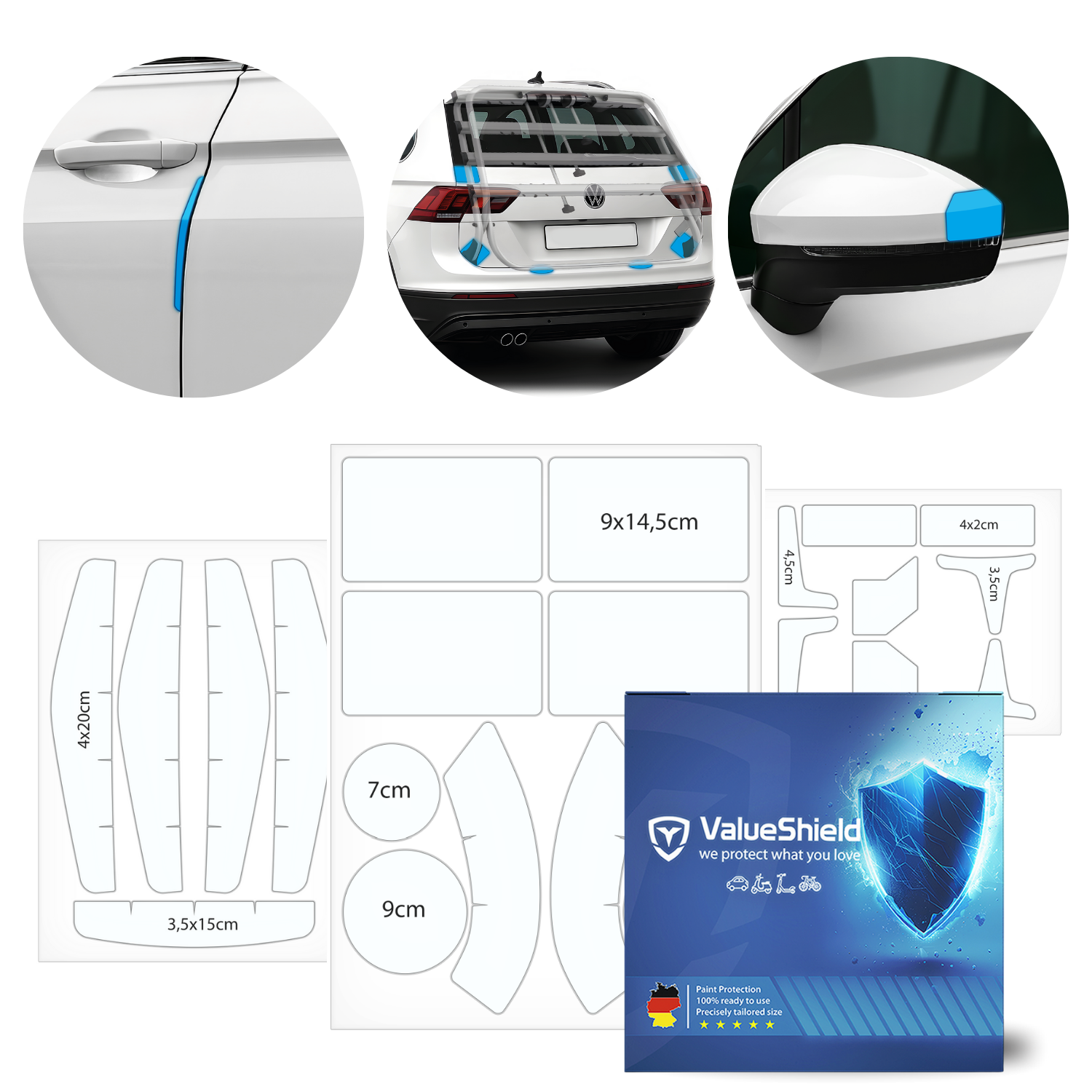 XL Kombiset-Lackschutzfolien passend für BYD Han Facelift 2022-2027 (5-Türer Limousine) + universal Ergänzungsset