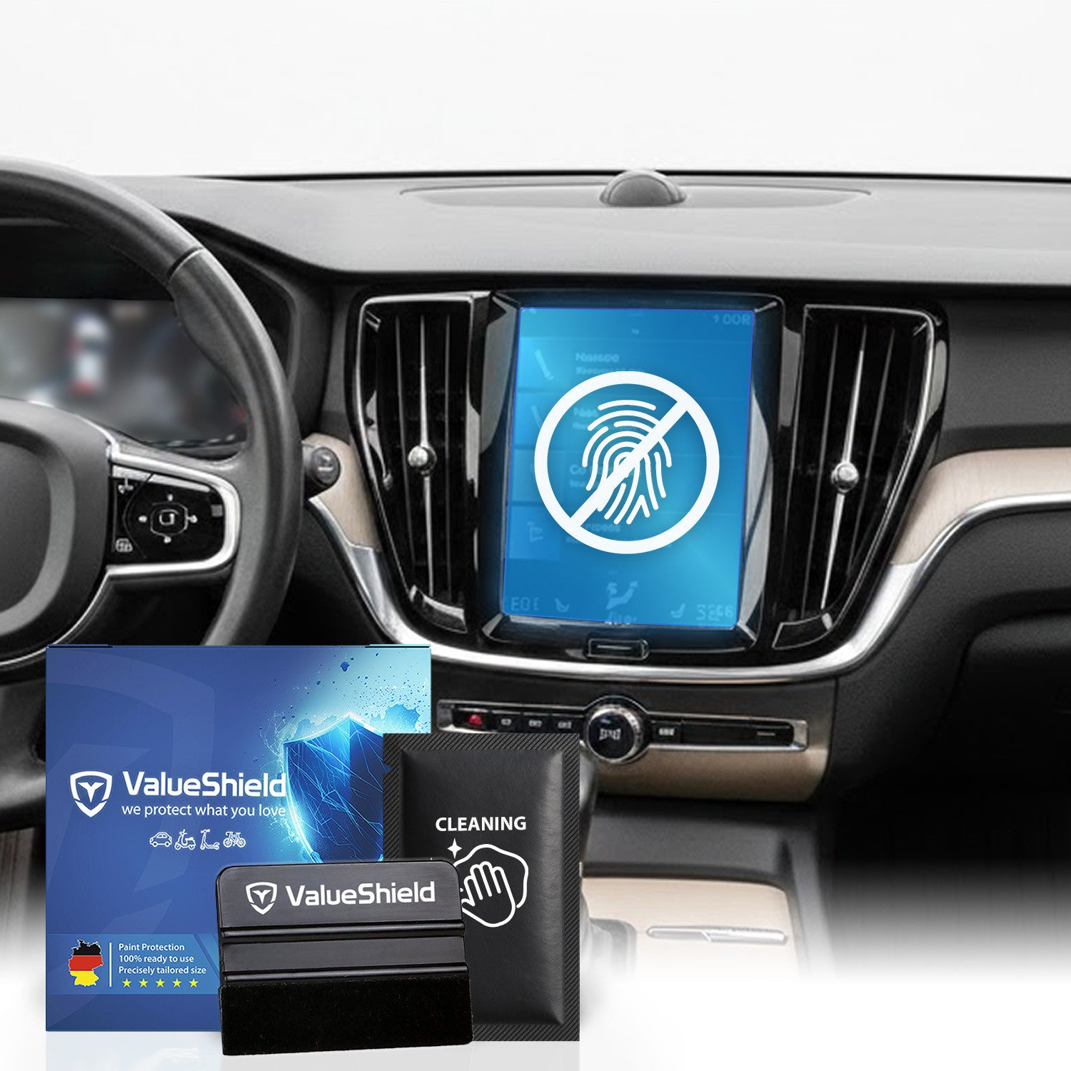 Anti-Fingerprint Displayschutzfolie passend für Volvo V60 2. Gen 2018-2027 (5-Türer Kombi)