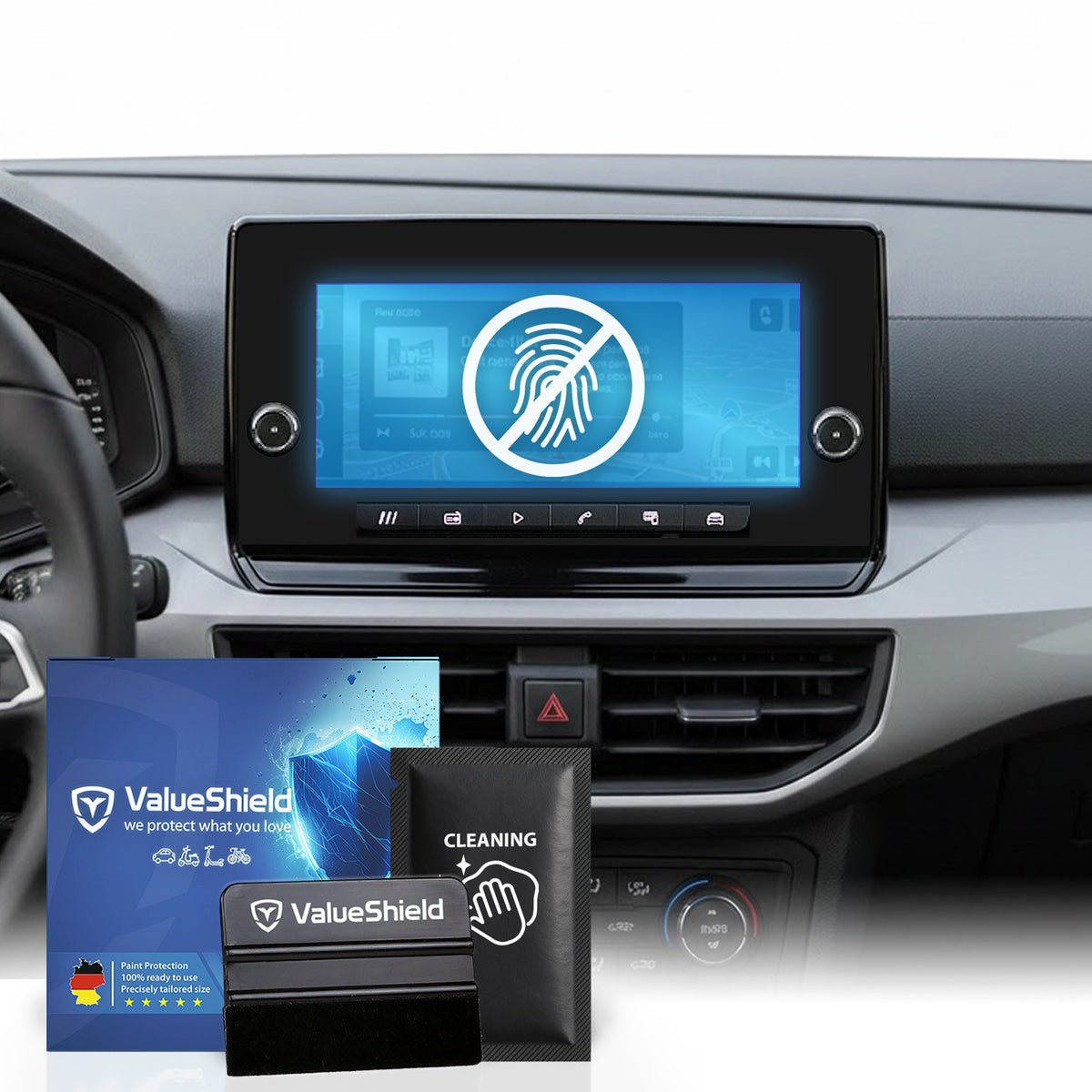 Anti-Fingerprint Displayschutzfolie passend für Seat Ibiza 5 (6F) 2017-2028 (5-Türer Kompakt)