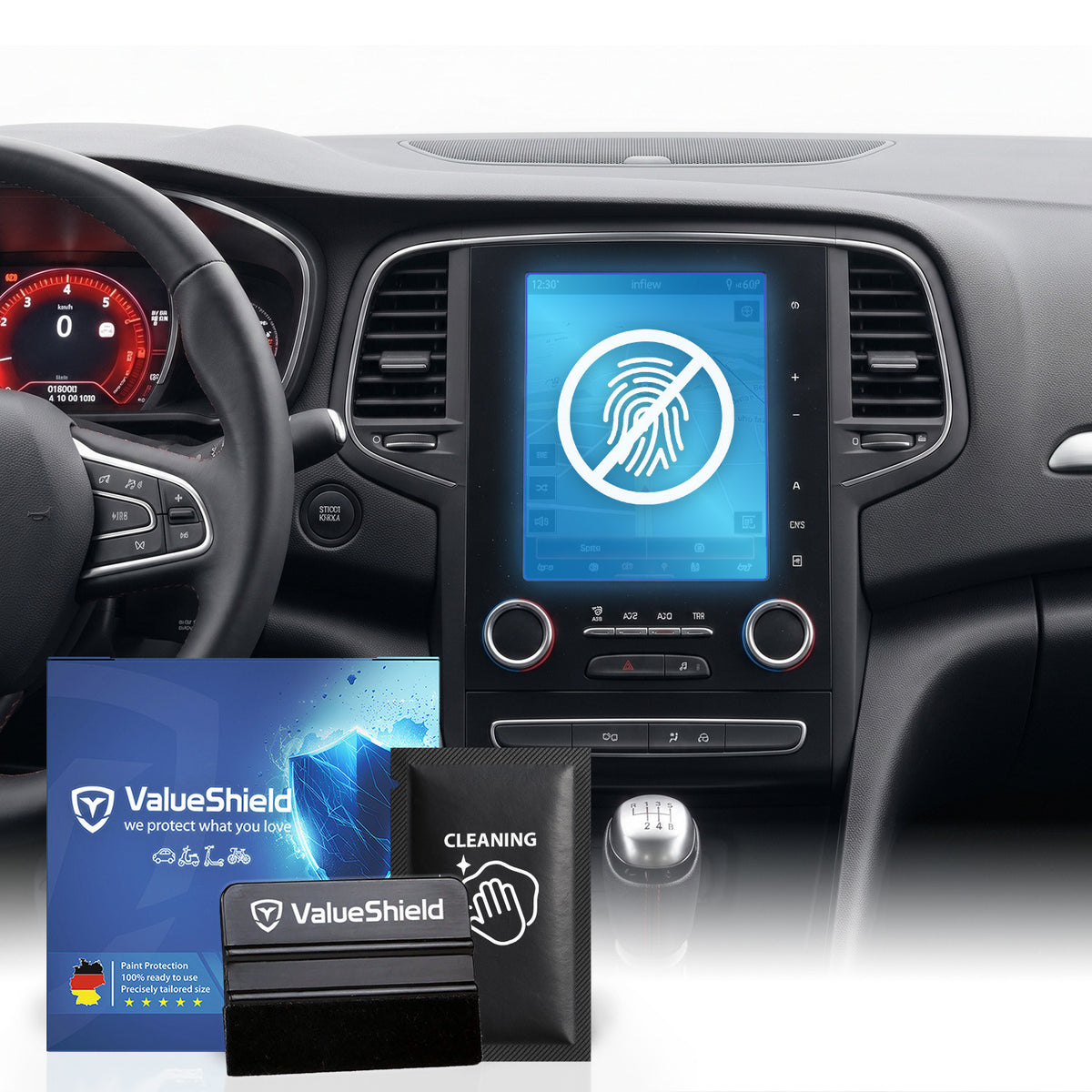 Anti-Fingerprint Displayschutzfolie passend für Renault Koleos 2 2017-2023 (5-Türer SUV)