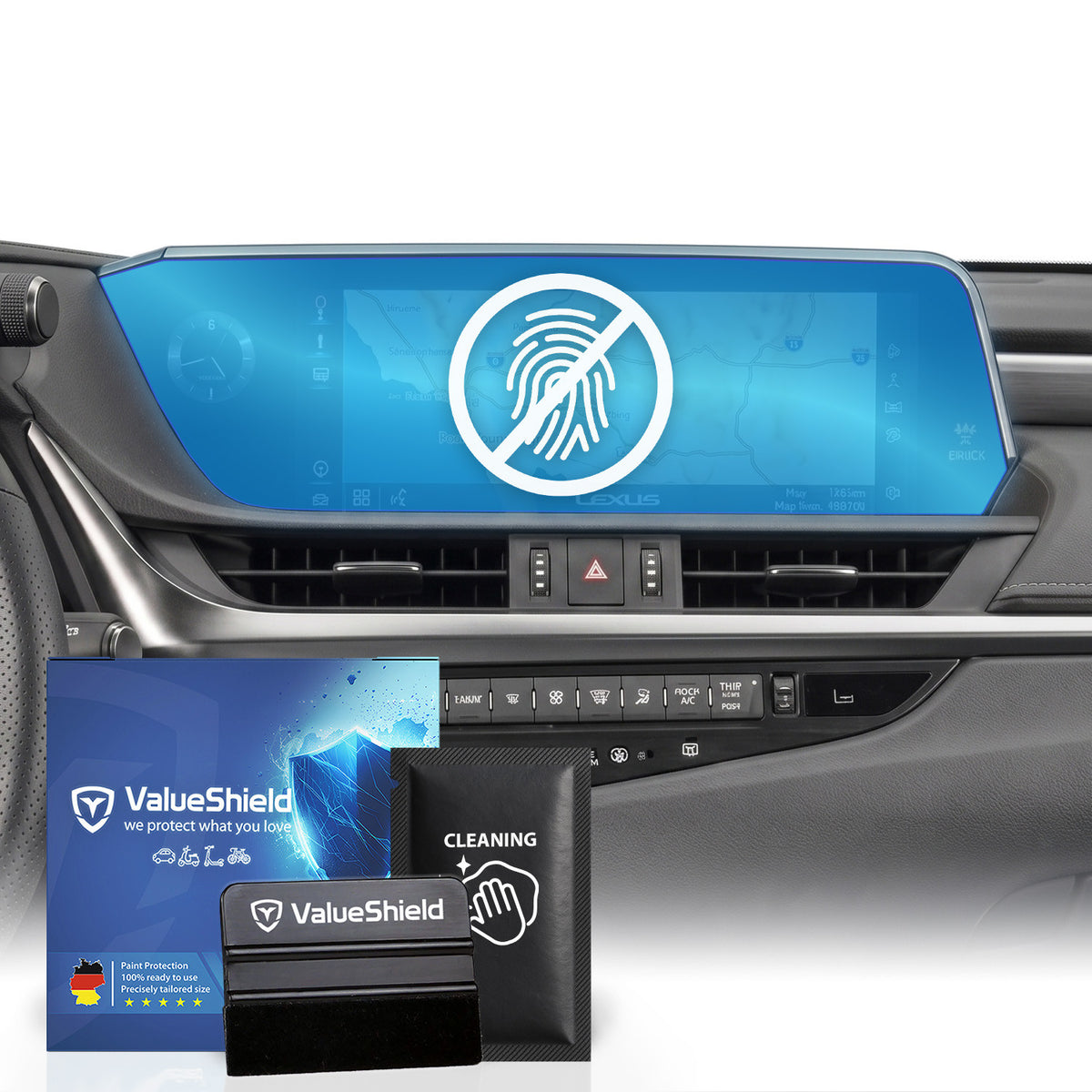 Anti-Fingerprint Displayschutzfolie passend für Lexus ES Vorfacelift 2018-2021